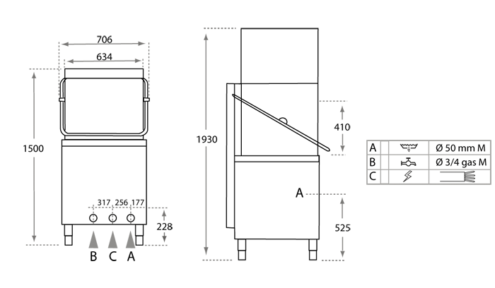 Haubenspülmaschine T 110 Illustration